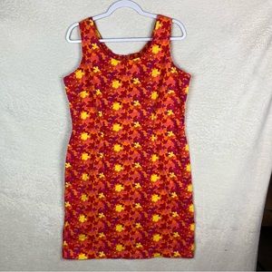 Vintage Betsy Lauren Bright Floral Dress Size‎ 12 Cotton Sleeveless Midi